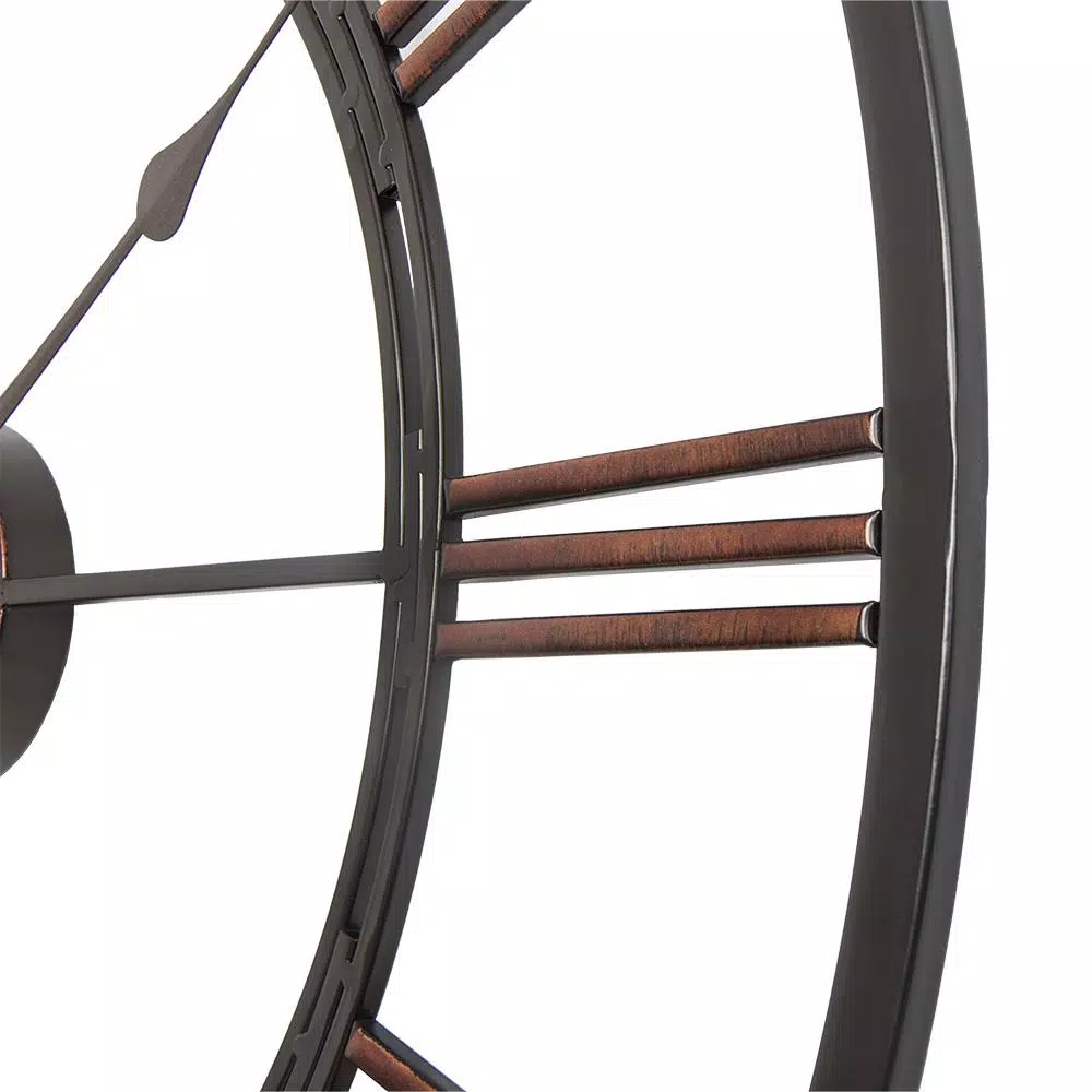 Utopia Alley 28" Oversized Roman Numeral Wall Clock, Dark Bronze Metal