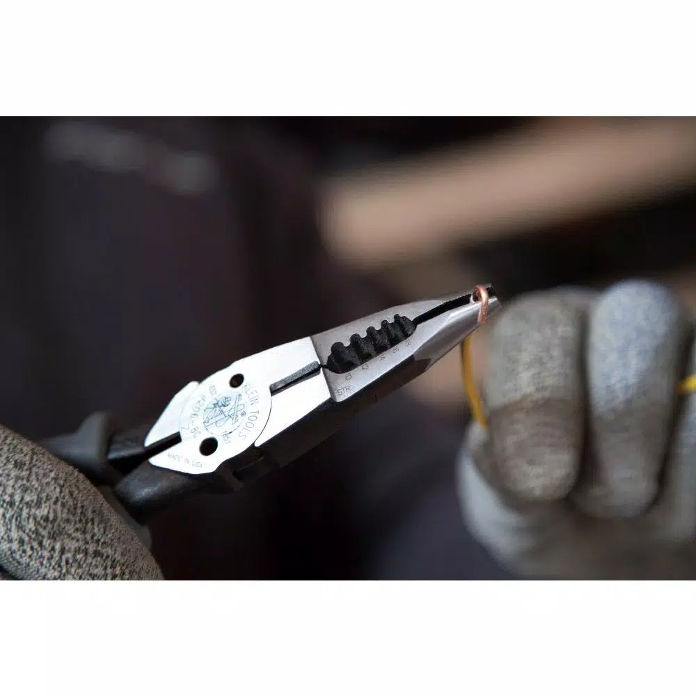Klein Tools 8-3/8 in. All Purpose Long Nose Pliers with Spring and Wire Stripper