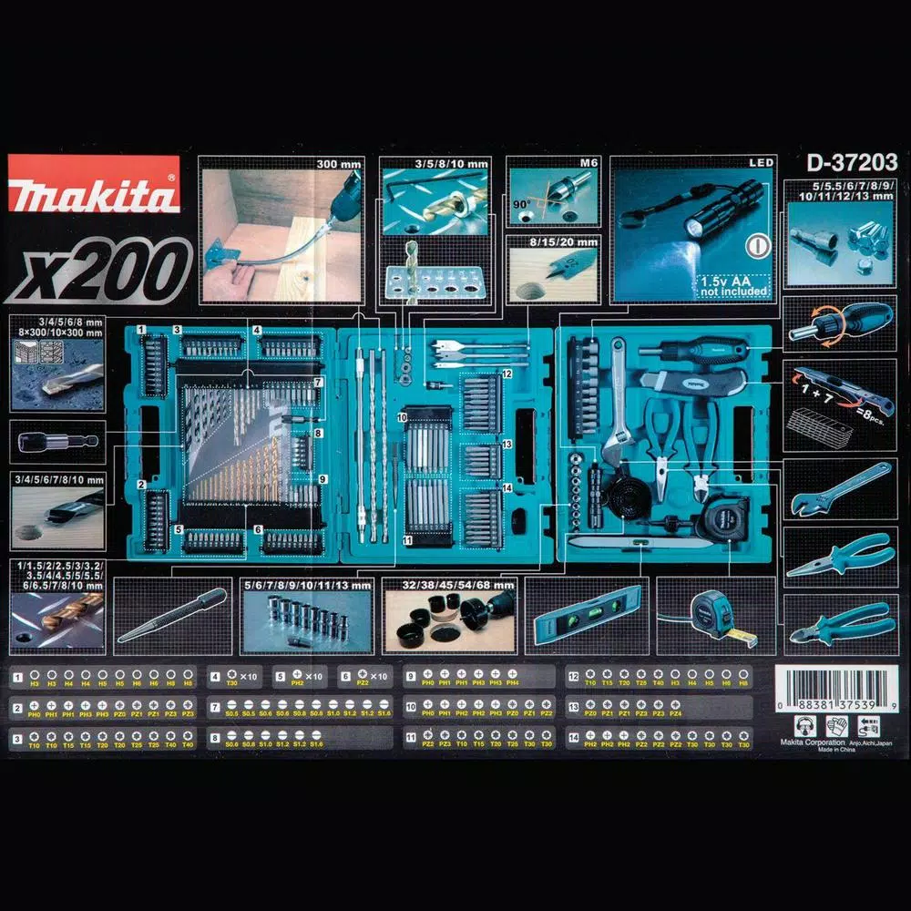 Makita 200-Piece Metric Bit and Hand Tool Set (D-37203)