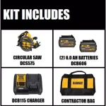 DEWALT FLEXVOLT 60V MAX Cordless Brushless 7-1/4 in. Circular Saw Kit with (2) 6.0Ah Batteries and Charger thumbnail 2