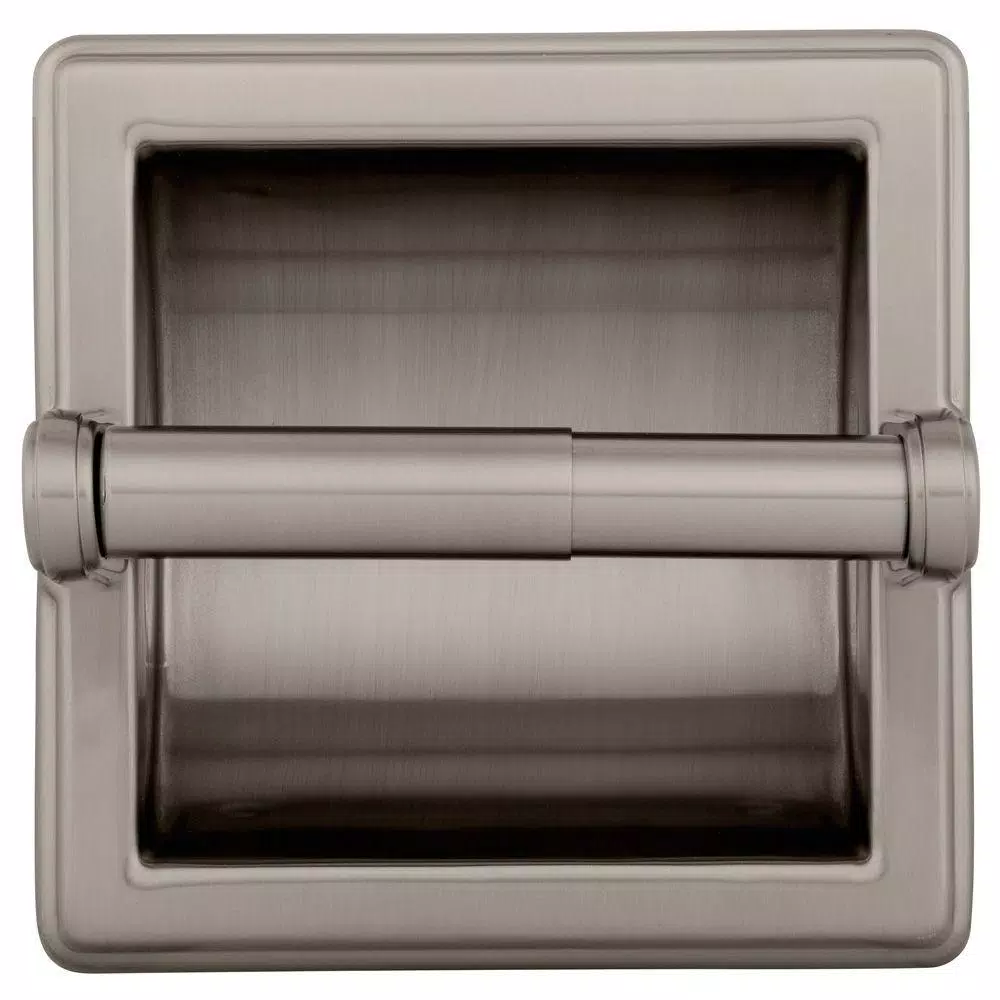 Franklin Brass Jamestown Recessed Toilet Paper Holder with Beveled Edges, Brushed Nickel