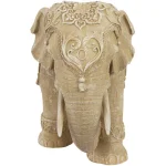 Oriental Furniture 20 in. Rustic Jeweled Elephant Decorative Statue, White Resin thumbnail 3