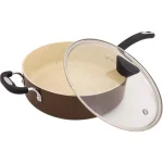 Ozeri Stone Earth 5.3 Qt. Aluminum Ceramic Nonstick Sauce Pan with Glass Lid, Coconut Brown thumbnail 1