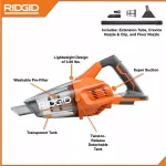 RIDGID 18V Cordless Hand Vacuum (Tool Only) with Crevice Nozzle, Utility Nozzle and Extension Tube thumbnail 3