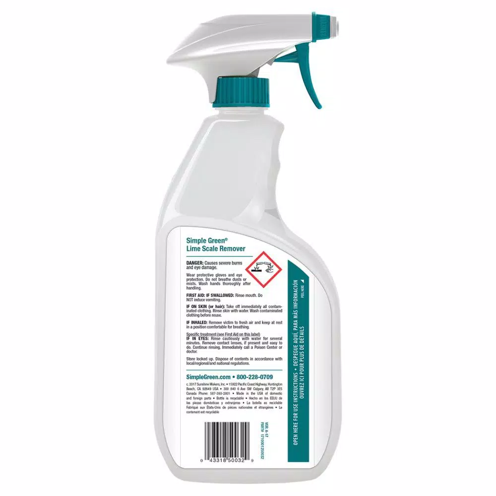 Simple Green Lime Scale Remover, 32 oz. - Non-Abrasive Mineral Deposit & Hard Water Stain Remover