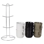 Unbranded Graph 6-Piece Multi-Color Geometric Mug Set with Chrome Plated Stand thumbnail 1