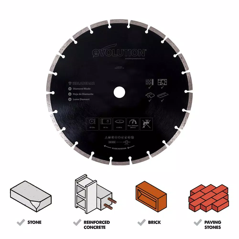 Evolution Power Tools Evolutions 12 in. Diamond Segmented Saw Blade for Masonry and Concrete