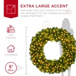 Best Choice Products 60 in. Pre-Lit LED Spruce Artificial Christmas Wreath with 300 Warm White Lights thumbnail 3