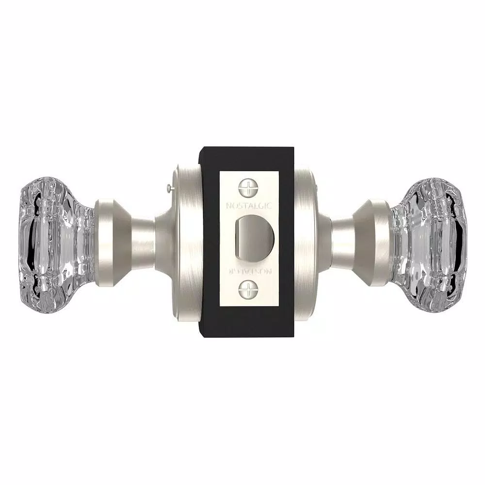 Unbranded Nostalgic Warehouse Waldorf Crystal Privacy Door Knob, Satin Nickel, 2-3/8 in. Backset