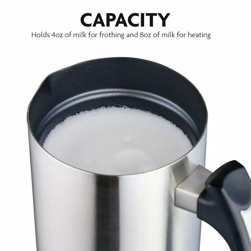 Oventes FR3608 Deluxe Electric Milk Frother and Steamer, 8 oz Silver Automatic Foam Maker