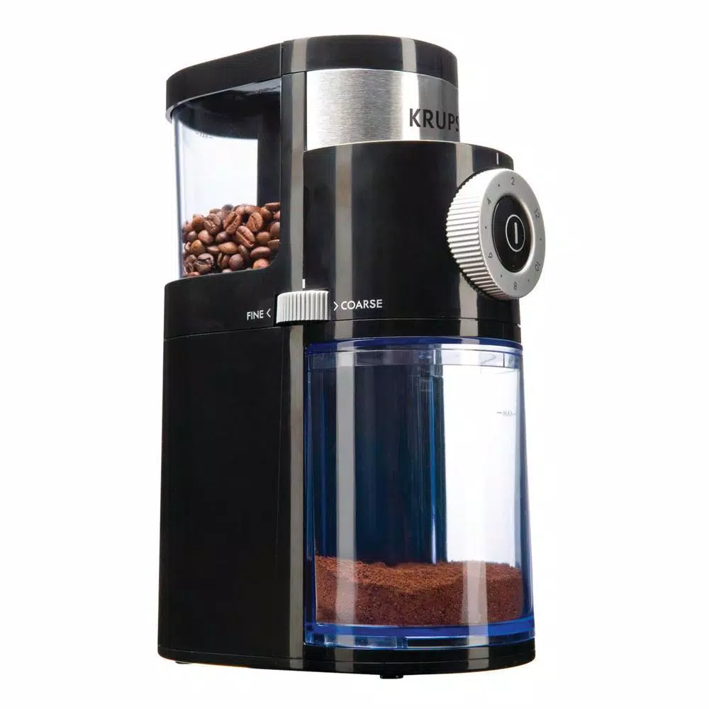 Krups GX5000 Professional Burr Coffee Grinder, 8 oz. Black Stainless Steel with 9 Grind Settings