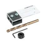 POWERTEC 3/8 in. Dowel Drilling Jig Kit with M35 Cobalt Drill Bit and Stop Collar thumbnail 1