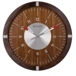 Bulova Aerojet 30 in. Zebrawood Veneer Round Wall Clock with Walnut Dial thumbnail 1