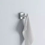 No Drilling Required Klaam Double Robe Hook in Chrome - No-Drill Mounting System thumbnail 2