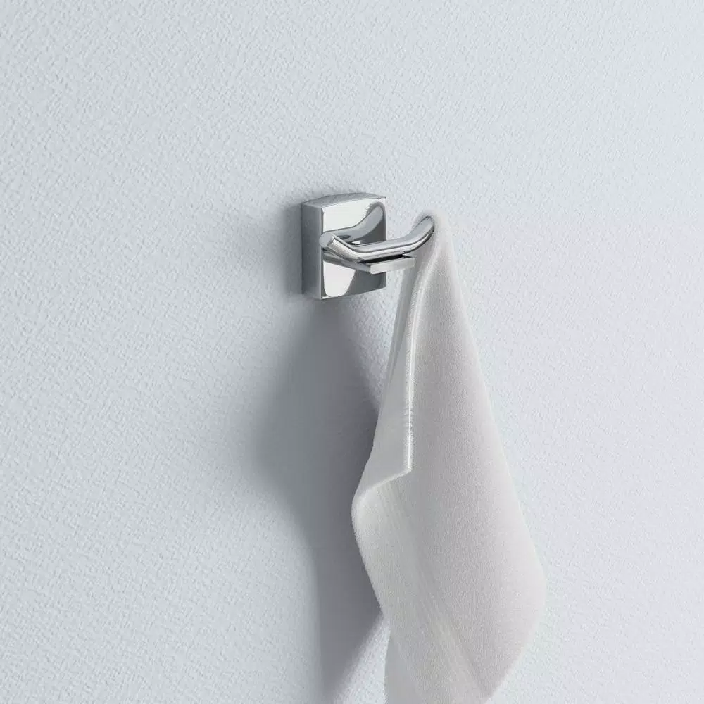 No Drilling Required Klaam Double Robe Hook in Chrome - No-Drill Mounting System