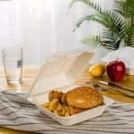 Unbranded 8 in. Natural Sugarcane Clamshell Containers, Biodegradable & Compostable (300 Pack) thumbnail 5
