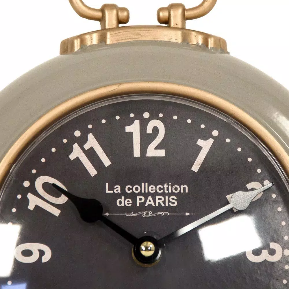 Zentique Paris Round Analog Desk Clock - Art Deco & Cottage Style Metal Table Clock