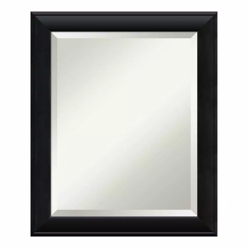 Amanti Art Nero 20 in. x 24 in. Black Wood Framed Beveled Edge Rectangular Bathroom Vanity Mirror