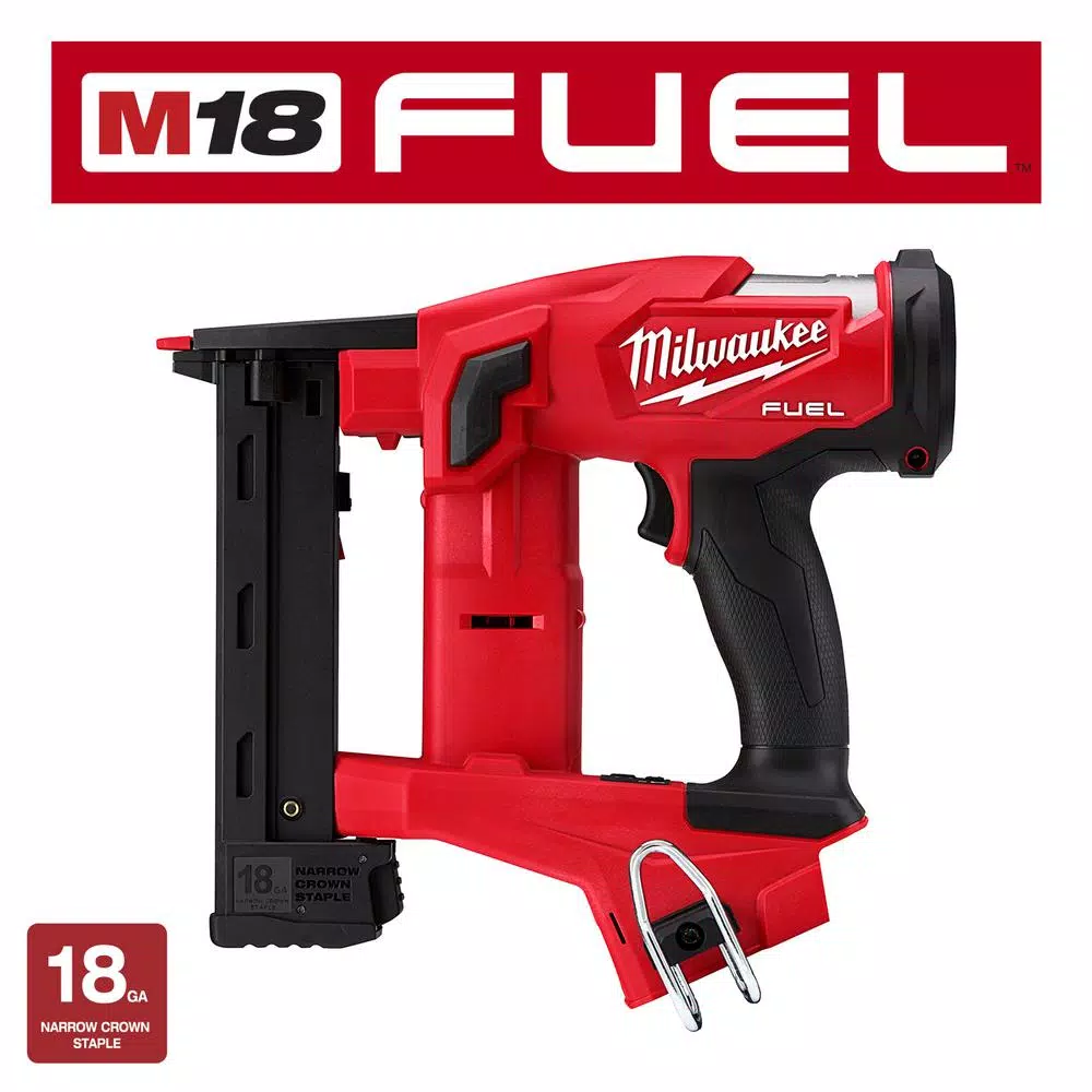 Milwaukee M18 FUEL 18-Gauge 1/4 in. Narrow Crown Stapler & Clear Safety Glasses Combo Kit