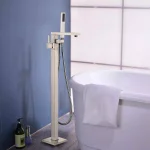 Vanity Art 34 in. Freestanding Single Handle Claw Foot Tub Faucet with Hand Shower, Brushed Nickel thumbnail 5