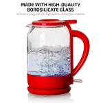 Ovente 1.5L Red Glass Electric Kettle with ProntoFill Technology, 1500W thumbnail 3