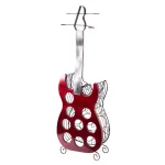 Vintiquewise Vintage Guitar Shaped Wine Holder - 9 Bottle Wood and Metal Freestanding Wine Rack with Glass Storage thumbnail 3