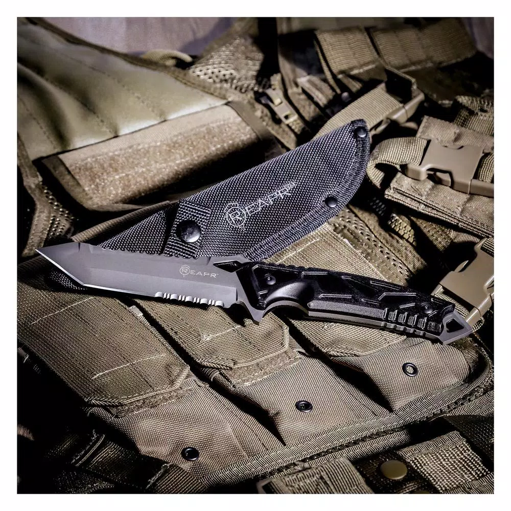Sheffield REAPR Javelin Fixed Blade Knife with 5 in. Serrated Chisel Tanto Blade