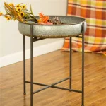 Glitzhome 25.79 in. Galvanized Metal Farmhouse Shelf with Removable Round Tray thumbnail 1