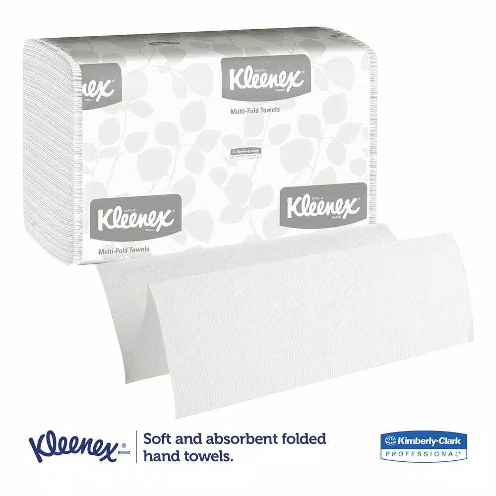 Kleenex Multifold White Paper Towels, 9.2 x 9.4 in, 150 Sheets per Pack, 16 Packs per Carton