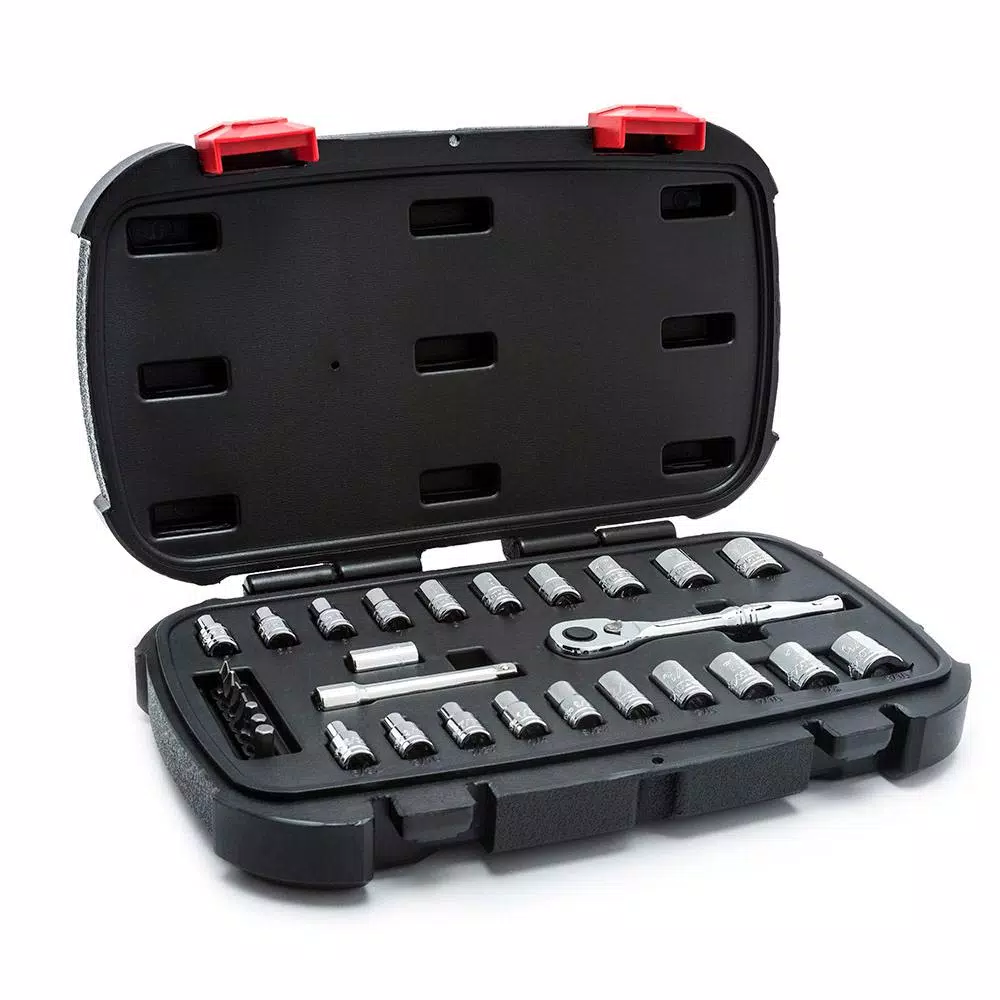 Husky 30-Piece 1/4 in. Drive SAE/Metric Ratchet and Socket Set