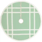 VHC Brands 48 in. Mint Margot Farmhouse Christmas Tree Skirt with Diamond Lace and Chambray thumbnail 1