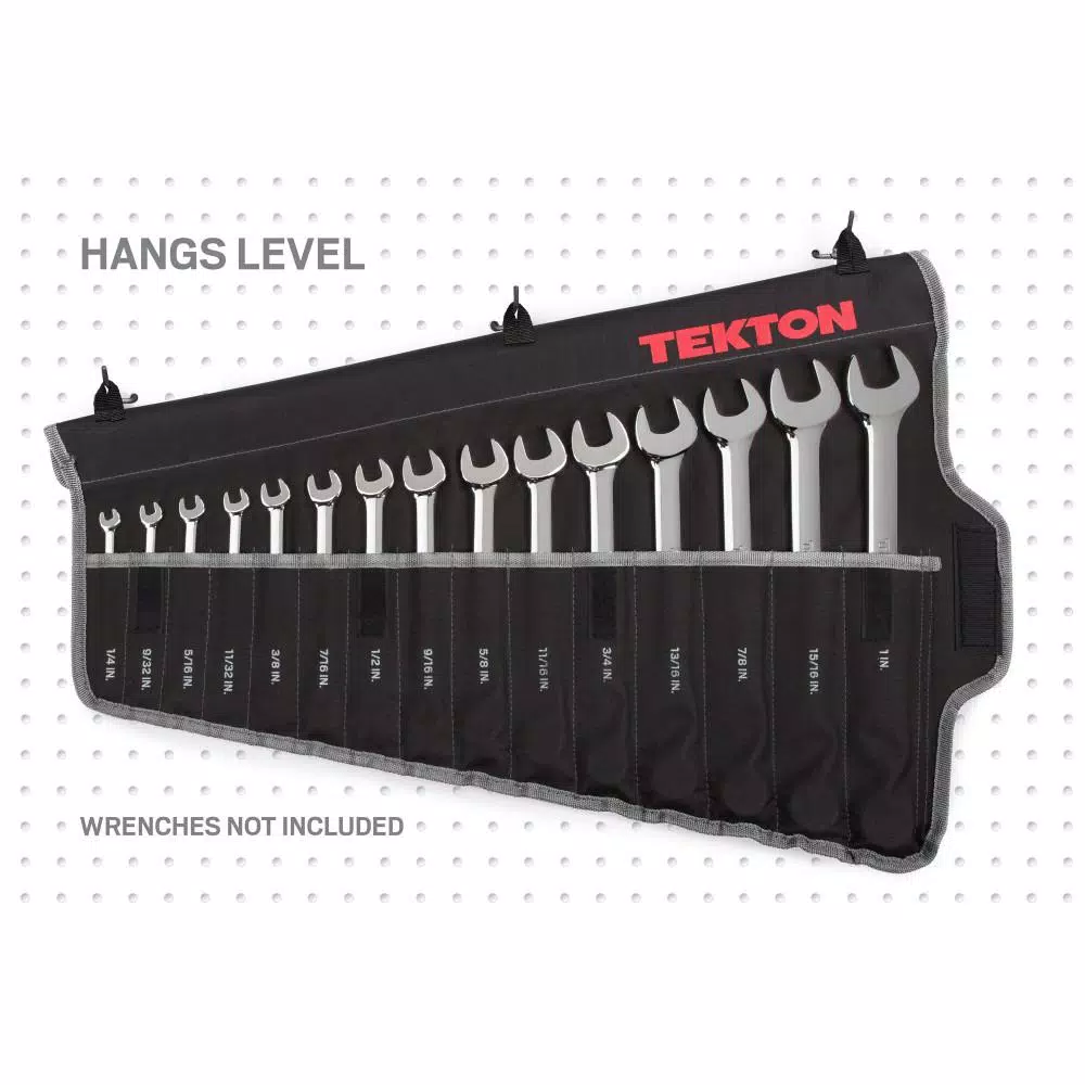 TEKTON 15-Tool Combination Wrench Roll-Up Pouch, 1/4 in. to 1 in.