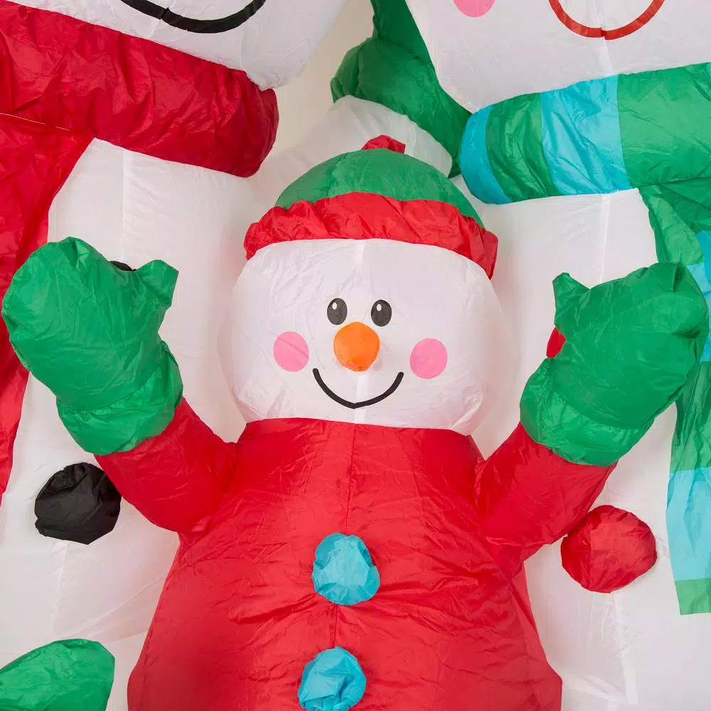 Glitzhome 8 ft. Lighted Inflatable Snowman Family Christmas Decor