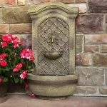 Sunnydaze Decor Rosette Leaf Florentine Stone Outdoor Wall Fountain, Gold thumbnail 2