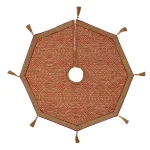 VHC Brands Soleil 21 in. Candy Apple Red & Bronze Jacquard Christmas Mini Tree Skirt with Gold Tassels thumbnail 1