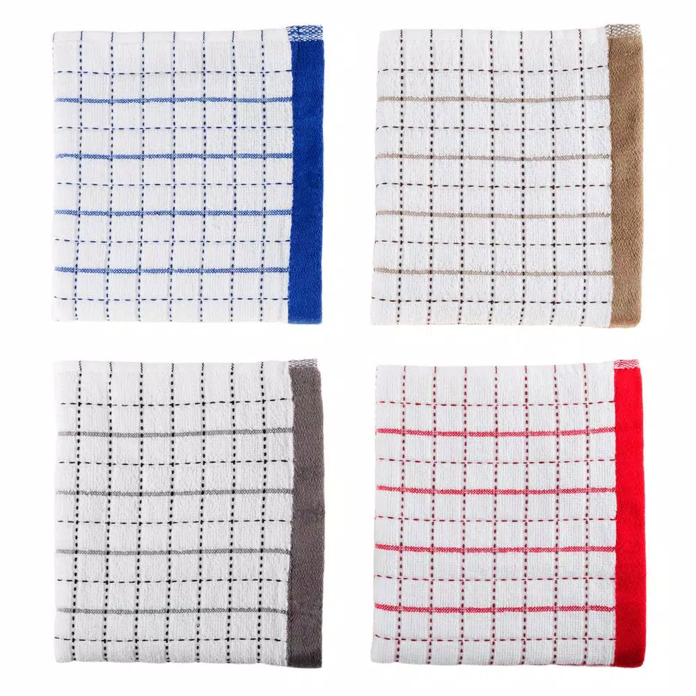 Lavish Home 16-Pack Windowpane Pattern Cotton Kitchen Towels - Multi-Color Set