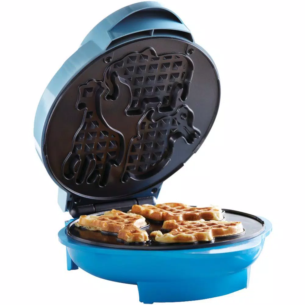 Brentwood Appliances TS-253 Blue Nonstick Animal-Shaped Mini Waffle Maker
