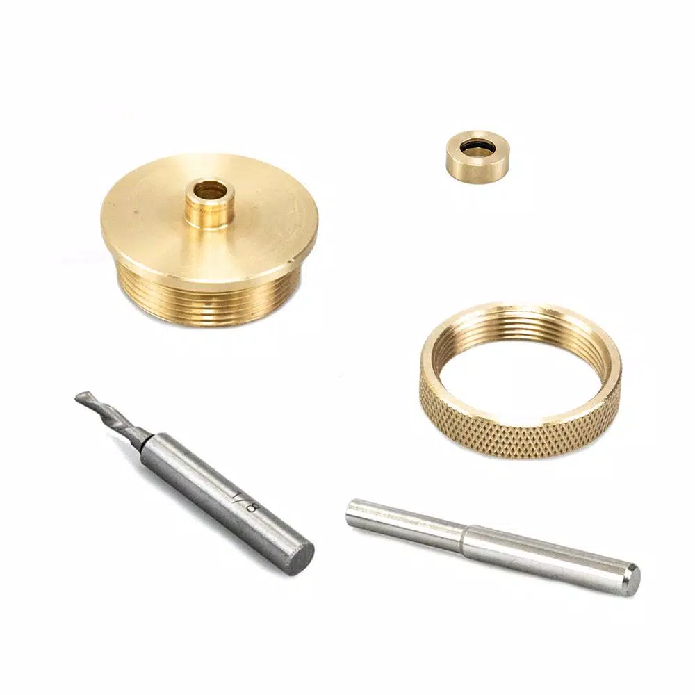 POWERTEC Solid Brass Router Inlay Kit with 1/8 in. Carbide Spiral Bit and Alignment Pin
