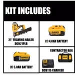 DEWALT 20V MAX XR Brushless 30-Degree Framing Nailer Kit with 4Ah and Bonus 5Ah Battery thumbnail 2