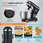 VIVOHOME 650W 6 Qt. Tilt-Head Kitchen Stand Mixer with 6 Speeds and Stainless Steel Bowl, Black thumbnail 2