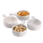 Over and Back 6 oz. Marble Grey Porcelain Handled Serving Bowls, Set of 4 thumbnail 3