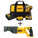 DEWALT 20V MAX XR Cordless Brushless 3/8 in. Compact Impact Wrench & Reciprocating Saw Combo Kit thumbnail 1