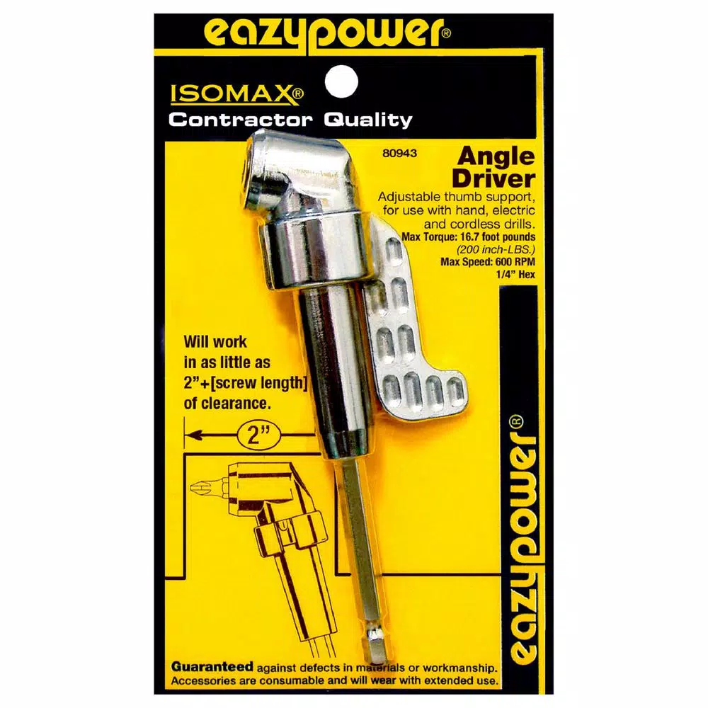 eazypower ARES Right Angle Drill Attachment with 1/4 in. Hex Shank and Adjustable Support Handle
