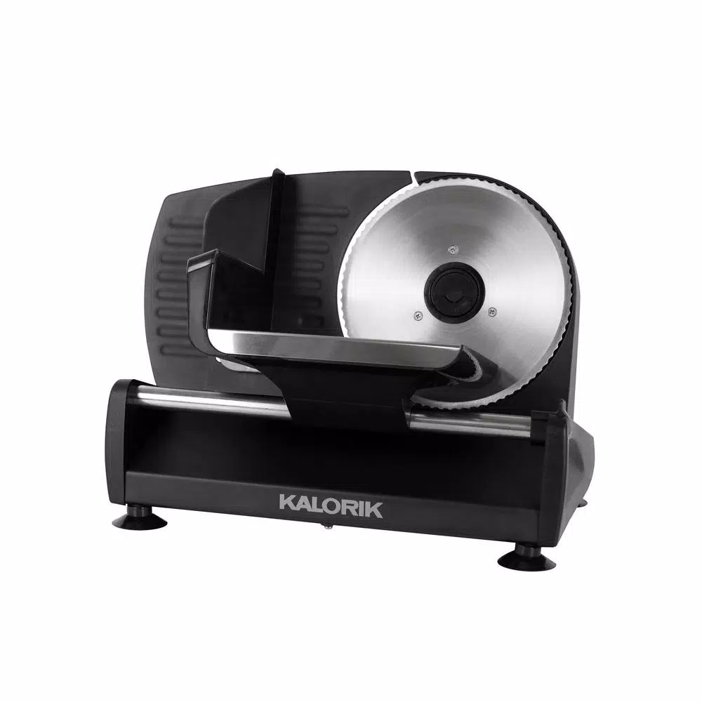 Unbranded Kalorik 200W Professional Food Slicer with 7.5 in. Stainless Steel Serrated Blade, Black