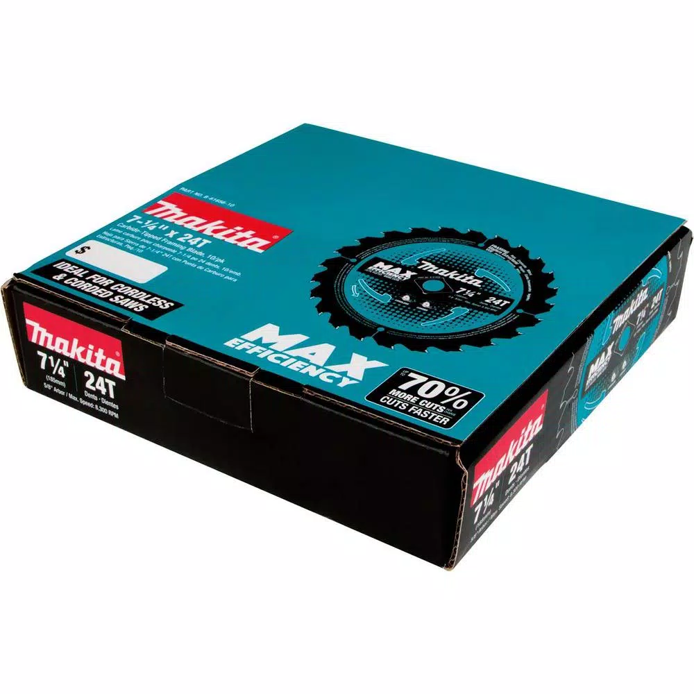Makita 7-1/4 in. 24T Carbide-Tipped Ultra-Thin Kerf Framing Circular Saw Blade (10-Pack)