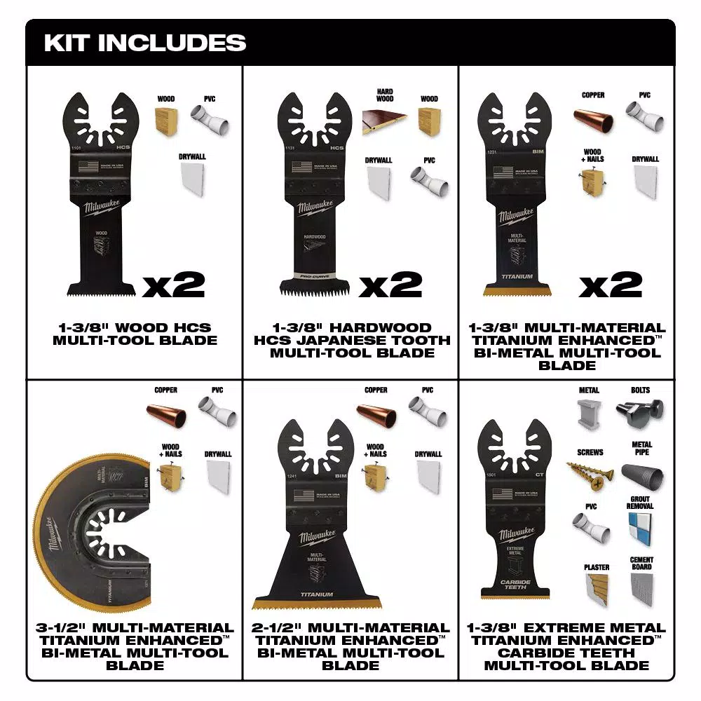 Milwaukee OPEN-LOK 12-Piece Oscillating Multi-Tool Blade Variety Pack - Universal Fit