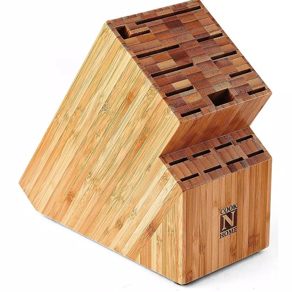 Cook N Home 19-Slot Natural Bamboo Universal Knife Storage Block Organizer