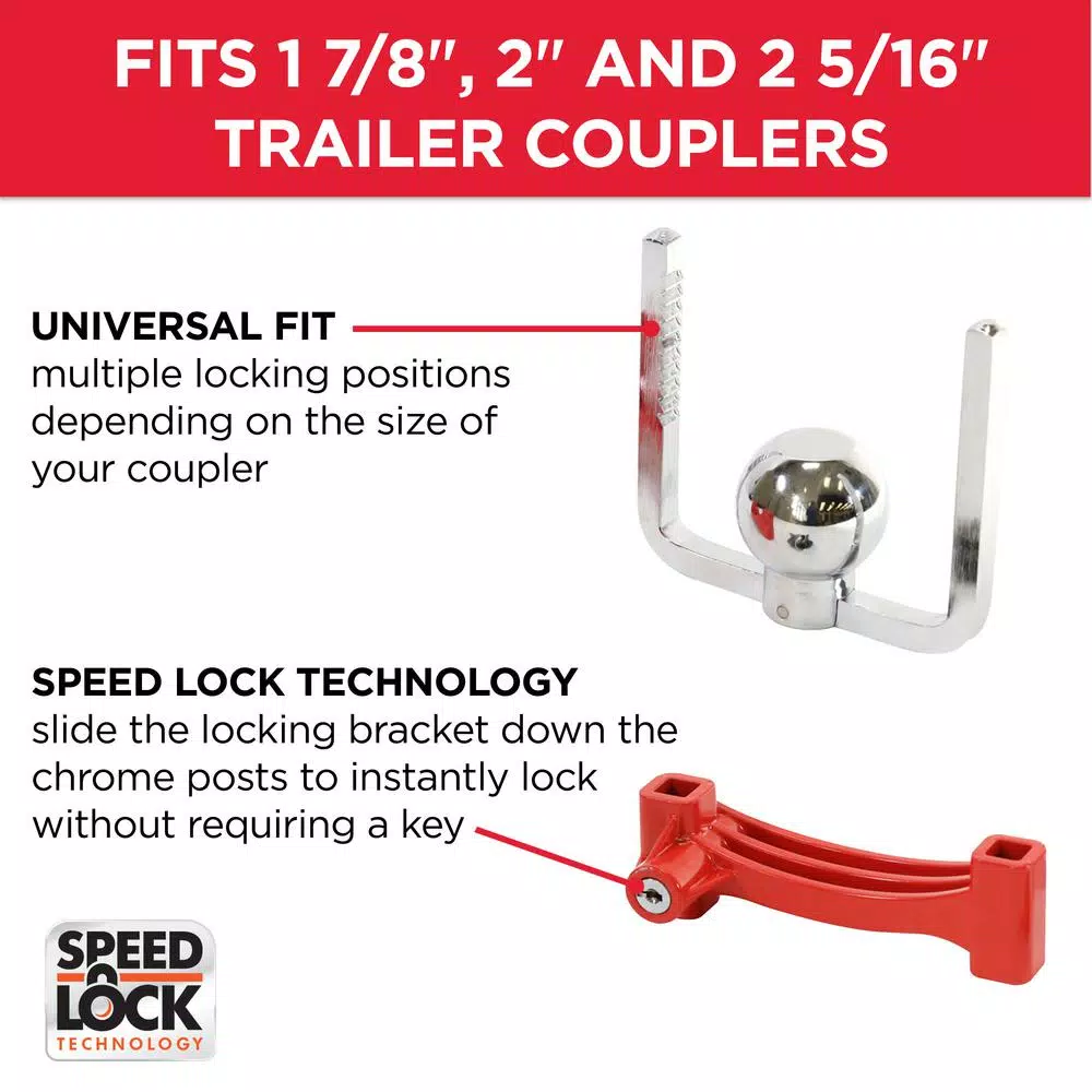 TowSmart Universal Coupler Lock for 1-7/8 in, 2 in, and 2-5/16 in Couplers