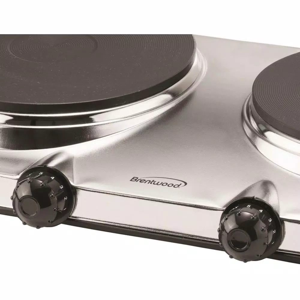 Brentwood Appliances 1440W 2-Burner Silver Electric Hot Plate