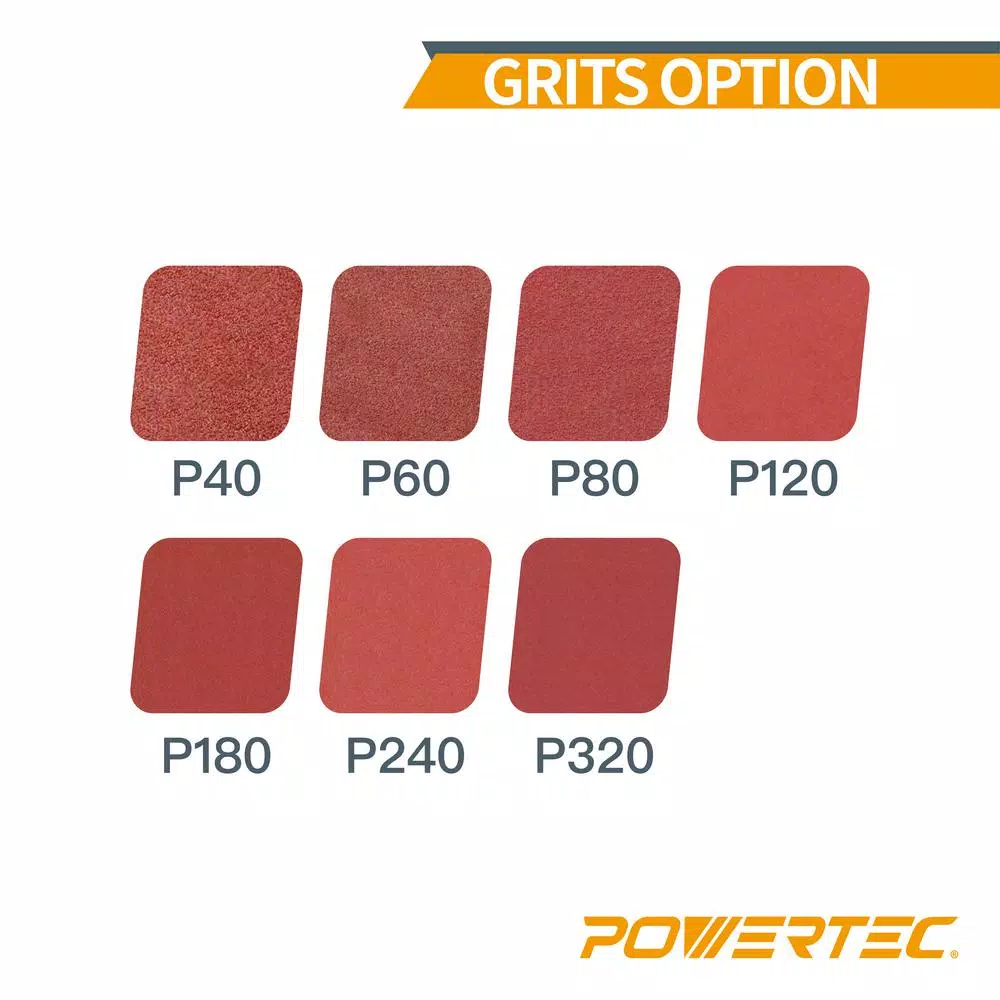 POWERTEC 5 in. 80 Grit Aluminum Oxide Hook and Loop 8-Hole Sanding Discs, 25-Pack